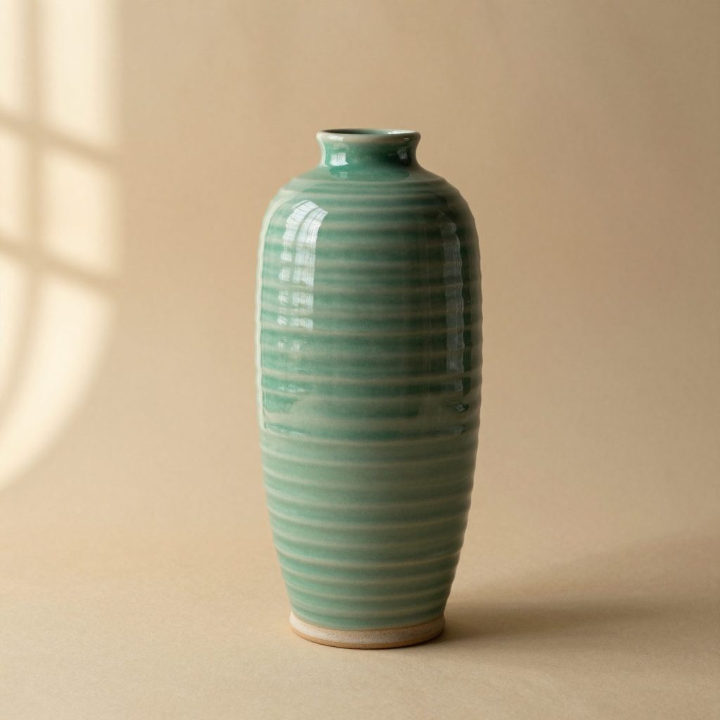 The Tide vase in sea-glass green, in 3D.